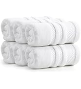 REDKISS Premium White Hand Towels for Bathroom, 13 x 30 inch, 100% Cotton Soft Hand Towel Set of ...