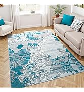 Keeko 6x9 Area Rugs for Living Room,Modern Abstract Floral Pattern Rugs for Bedroom,Soft Washable...