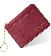 URAQT Credit Card Holder Wallet, Minimalist Leather Slim Change Wallet Zipper Coin Purse, Mini Cr...
