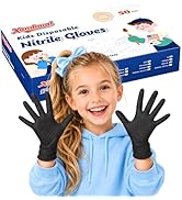 Xandoval Kids Disposable Gloves for 4-8 Years, 5Mil Small Black Nitrile Gloves for Work, Cleaning...