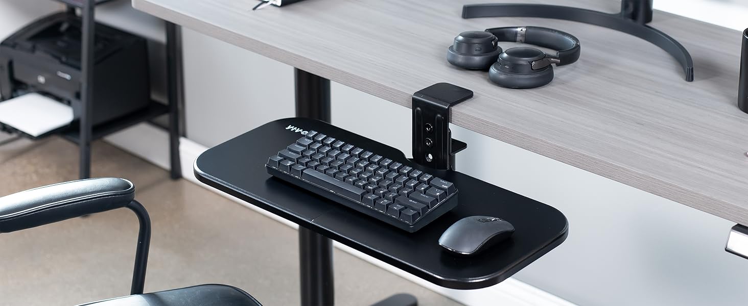 Single Clamp Rotating Keyboard Tray