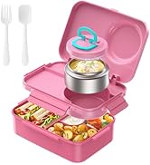 DaCool Kids Bento Box with Thermo for Hot Food Leakproof 1500ml Lunchbox for Kids with 5oz Small ...