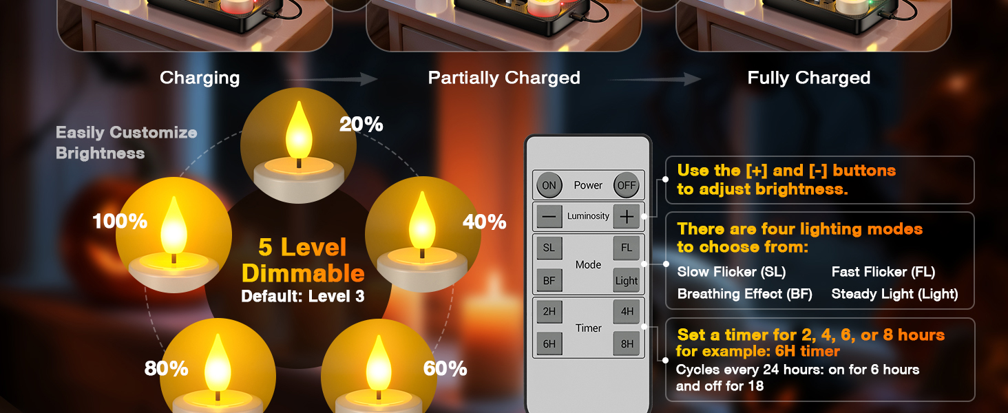 rechargeable battery operated led flickering flameless tea lights