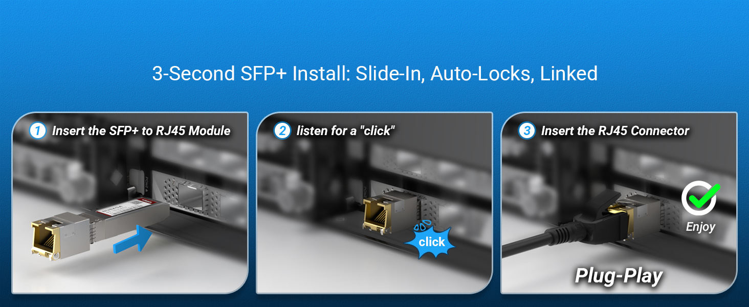 plug and play sfp+ to rj45
