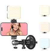 Suction Cup Mirror Phone Holder with Rechargeable Light, Versatile Wall Phone Mount for Content C...