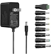 Tonton 12V 1A 10ft AC/DC Long Power Supply Adapter Cord 12W Wall Charger AC 100V-240V to DC 12 Vo...