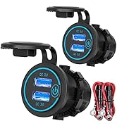 [2 Pack] 12V USB Outlet, Quick Charge 3.0 Dual USB Power Outlet with Touch Switch, Waterproof 12V...