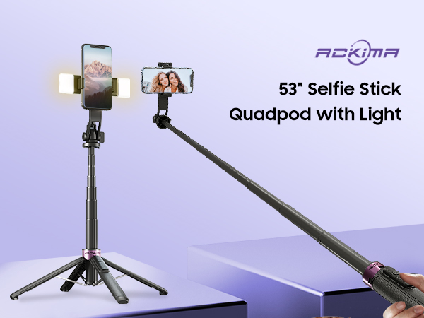 Selfie Stick Tripod with Light