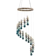 Spiral Felt Ball Nursery Ceiling Mobile- Teal, Seafoam, Gray, Almond, White- Neutral Children's R...