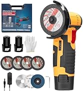 Cordless Angle Grinder, Mini Angle Grinder 19500RPM with 7 Cutting Discs and 2pcs Batteries, 76mm...