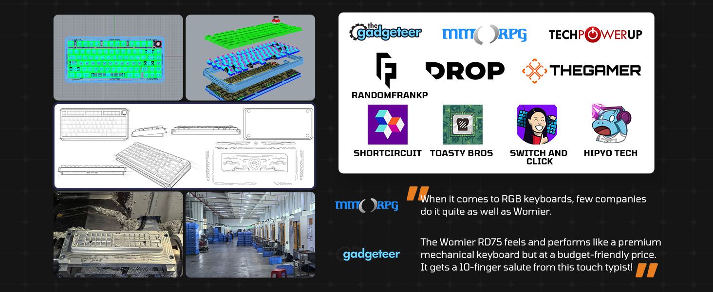 Wireless Gaming Keyboard Black Knob, 75% Aluminum Mechanical Keyboard QMK/VIA