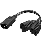 Strhowill C14 to 2* 5-15R Power Cord C14 to Dual 5-15R Y Type Splitter Adapter Cable Cord 0.32M/1...