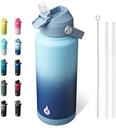 BJPKPK Water Bottle with Straw Lid, 32oz Vacuum Insulated Water Bottles, Metal Stainless Steel Th...
