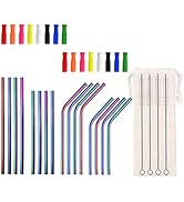Lazycorner 16 Pcs Short Metal Straw, 6mm 5.5