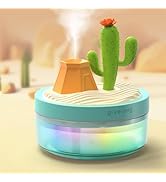 Cute Mini Humidifier, 320ml Green Cactus Desktop Humidifiers for Bedroom, Portable Small Cool Mis...