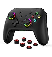 RALAN Wireless Black Pro Controller Compatible with Nintendo Switch/OLED/Lite, with LED Color Lig...