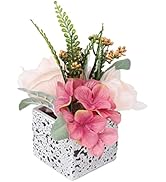 Jusdreen Artificial Flower Potted Plant,Artificial Flower Peony and Small Ceramic Vase Fake Plant...