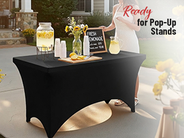 5ft spandex table cover, 5ft fitted table cloth rectangle tablecover, black fitted tablecloth 5ft