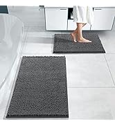 Yimobra Chenille Bathroom Rug Set 2 Piece, Luxury Shaggy Bathroom Mat, Non Slip Plush Fluffy Bath...