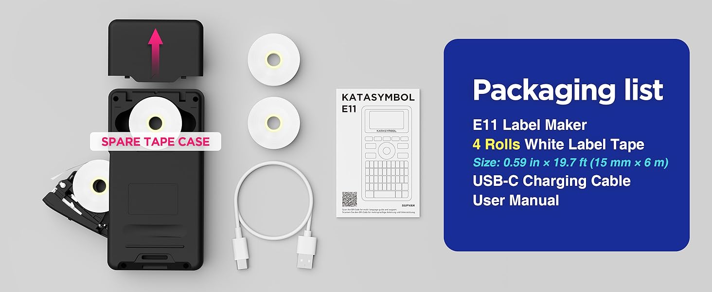 Label maker machine with 4 tapes