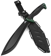 Flissa Machete, 11'' Fixed Blade Camp Knife, Bolo Machete for Clearing Brush, Patented Shock Abso...