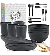 Wheat Straw Dinnerware Sets, Homienly 20pcs Unbreakable Microwave Dishwasher Safe Tableware Light...