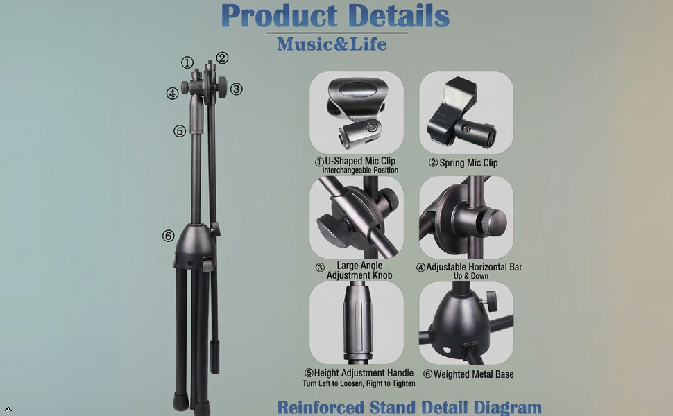 tripod stand for microphone mic stand boom arm floor portable tripod mic stand