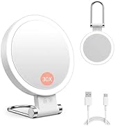 Makeup Mirror with Lights, Magnifying Mirror 1X/30X with Adjustable 3 Color Light, Double Side Co...