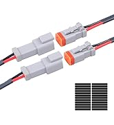 Exqutoo 2Pack 2-Pin Waterproof DT Connector Male and Female Wire Connectors with 16AWG 105? 600V ...