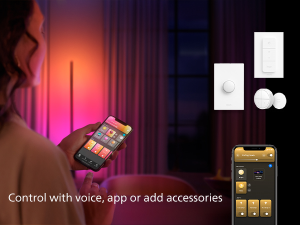 Control with voice, app, or add accessories