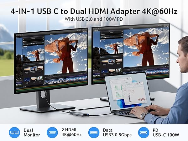 usb c to dual hdmi adapter