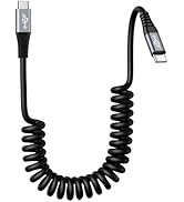 Guamar USB C to USB C Cable - 20Gbps/100W Type-C Charger Cord for Car Coiled USBC Fast Charging C...