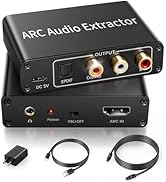 HDMI ARC Audio Extractor 4K@60Hz, 192KHz HDMI ARC Audio Adapter Converter Splitter to Optical TOS...