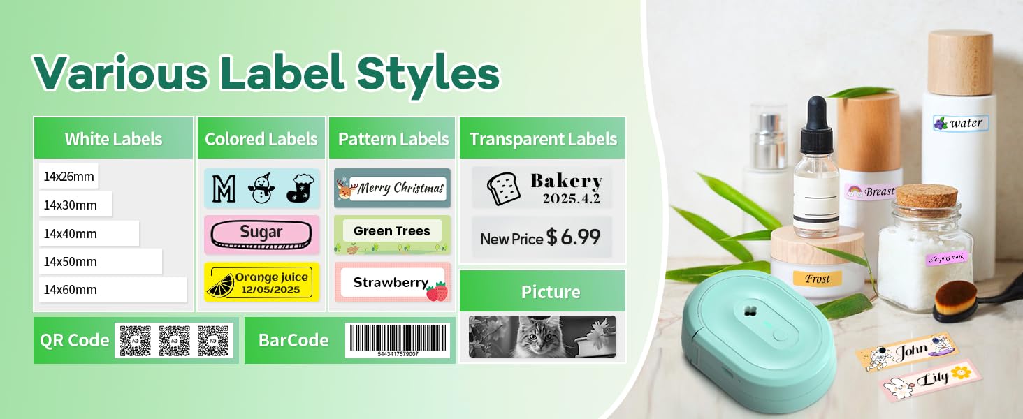 Mini thermal printer supports various labels size