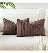 OTOSTAR Boho Decorative Throw Pillow Covers 16 x 24 Inch Soft Corduroy Solid Striped Pillow Cover...