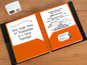 6 Pack Folders with Pockets, Plastic 3 Hole Punched Binder Folders with Business Card Holder