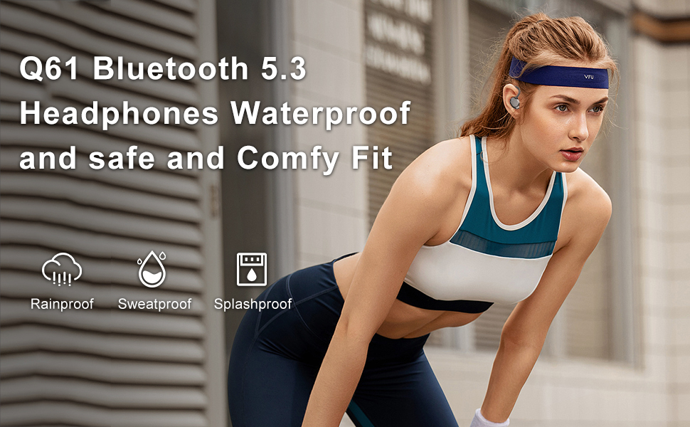 Q61 wireless earbuds with ear hooks for sports