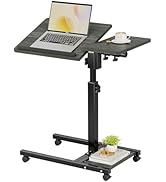 Furist Overbed Table with Wheels Adjustable Height, Mobile Standing Stand Up Rolling Laptop PC De...