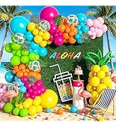 Amandir 165Pcs Tropical Balloon Arch Garland Kit, Hawaiian Luau Aloha Summer Party Decorations Ho...