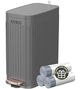 KSSKSS Small Bathroom Trash Can with Charcoal Filters Soft Close Lid, 6L/ 1.6 Gallon Stainless St...