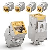 LEENUE CAT6A Keystone Jacks Shielded 6-Pack, RJ45 180 Degree Ethernet Jack 10 Gbps with Slim Zinc...