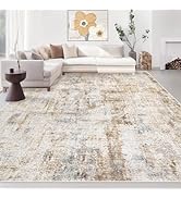Area Rugs 8x10 Living Room: Washable Rug Modern Abstract Large Rugs Soft Non Slip Neutral Rug Sta...