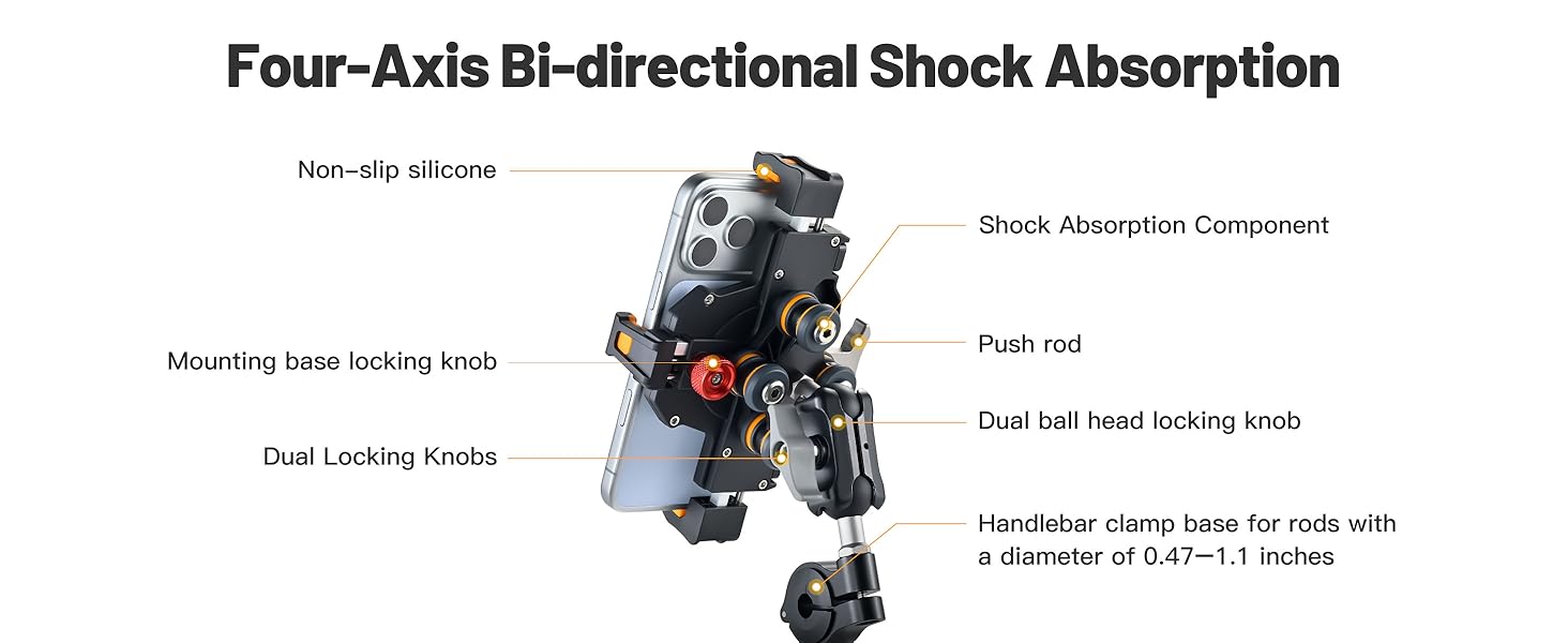Motorcycle Cell Phone Mount with Vibration Dampener