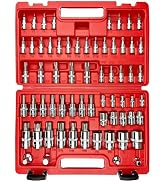 EACELIY 64PCS 1/4,3/8&amp;1/2” Master Torx Bit Socket Set and External Torx Socket Set,E4-E24,T6-T70,...