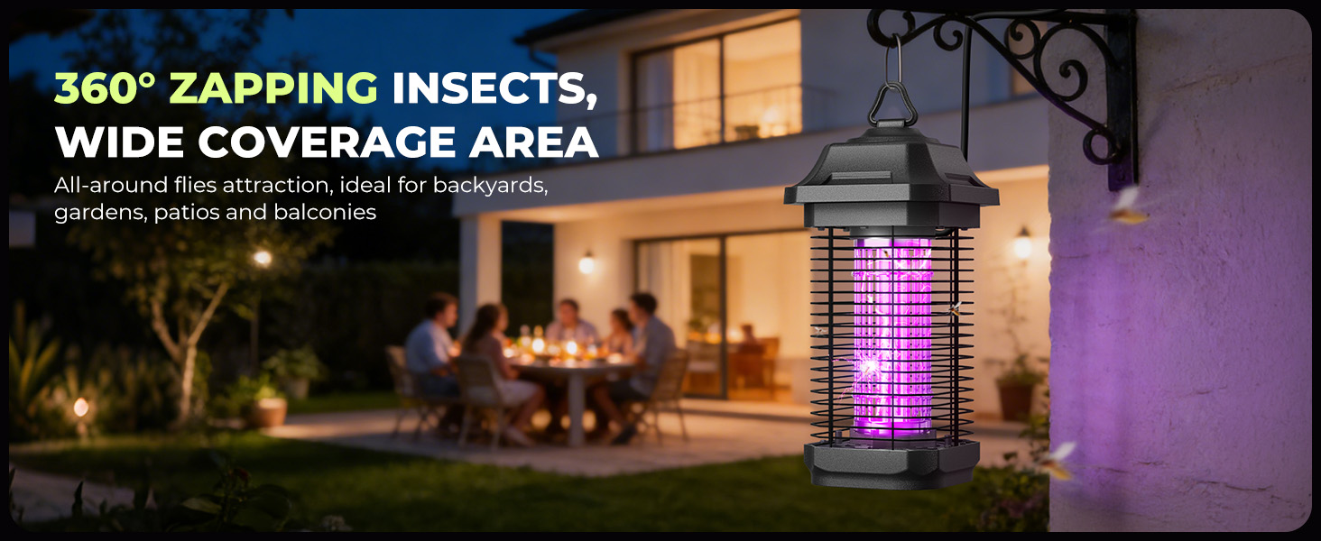 360 degree round bug zapper portable and long life span bug zapper hanging on porch