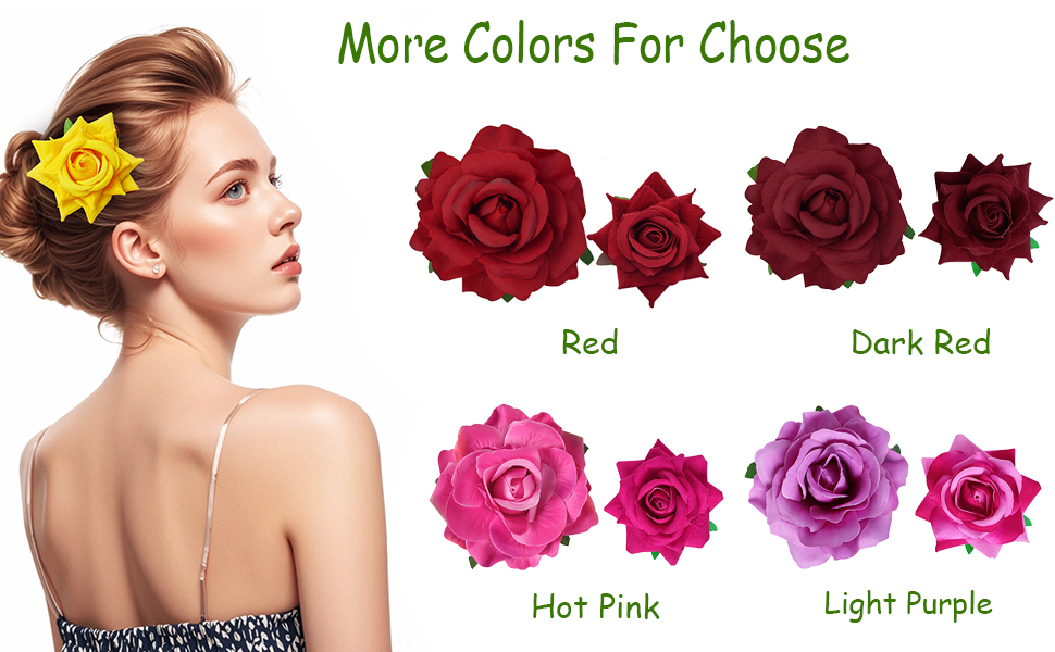 Rose Hair Clip Flower Hairpin Rose Brooch Floral Clips for Woman Girl Party Wedding 