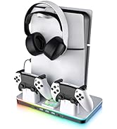 PS5/Pro/Slim Stand and Cooling Station with Dual Controller Charger for Playsation 5 Disc&amp;Digital...