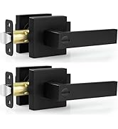 Estmoon 2 Pack Privacy Door Levers Door Handle Matte Black Interior Door Knobs Keyless Door Locks...