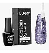 L'UGX Glitter Gel Top Coat, Clear Aurora Ultra Fine Glitter Gel Polish Glossy Sparkle Finish Long...