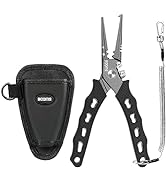 Booms Fishing F07 Fishing Pliers Hook Remover, Split Ring Pliers Stainless Steel, Saltwater Fishi...